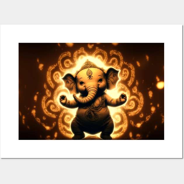 Baby Ganesha Dancing - Digital Print, Nursery Decor, Hindu Art Wall Art by Rolling Reality